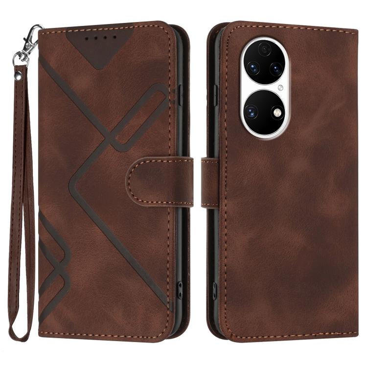 Custodia per cellulare in pelle con motivo a linea, For Huawei Enjoy 20e, For Huawei P50 Pro, For Huawei P50, For Huawei Enjoy 20 SE 4G