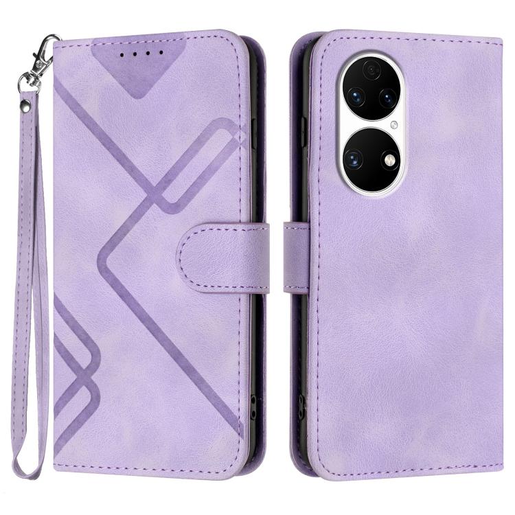 Custodia per cellulare in pelle con motivo a linea, For Huawei Enjoy 20e, For Huawei P50 Pro, For Huawei P50, For Huawei Enjoy 20 SE 4G