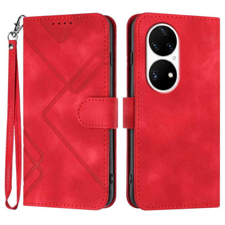 Custodia per cellulare in pelle con motivo a linea, For Huawei Enjoy 20e, For Huawei P50 Pro, For Huawei P50, For Huawei Enjoy 20 SE 4G