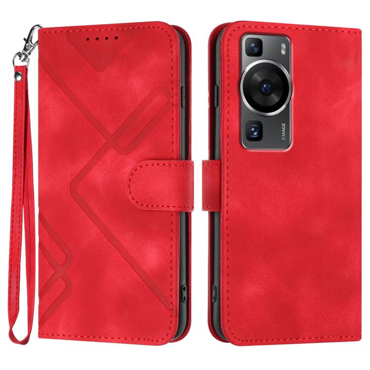 Custodia per cellulare in pelle con motivo a linea, For Huawei Enjoy 70, For Huawei P60 / P60 Pro, For Huawei Enjoy 50 Pro / nova Y90, For Huawei Enjoy 50 / nova Y70