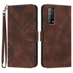 Custodia per cellulare in pelle con motivo a linea, For Huawei Enjoy 20e, For Huawei P50 Pro, For Huawei P50, For Huawei Enjoy 20 SE 4G