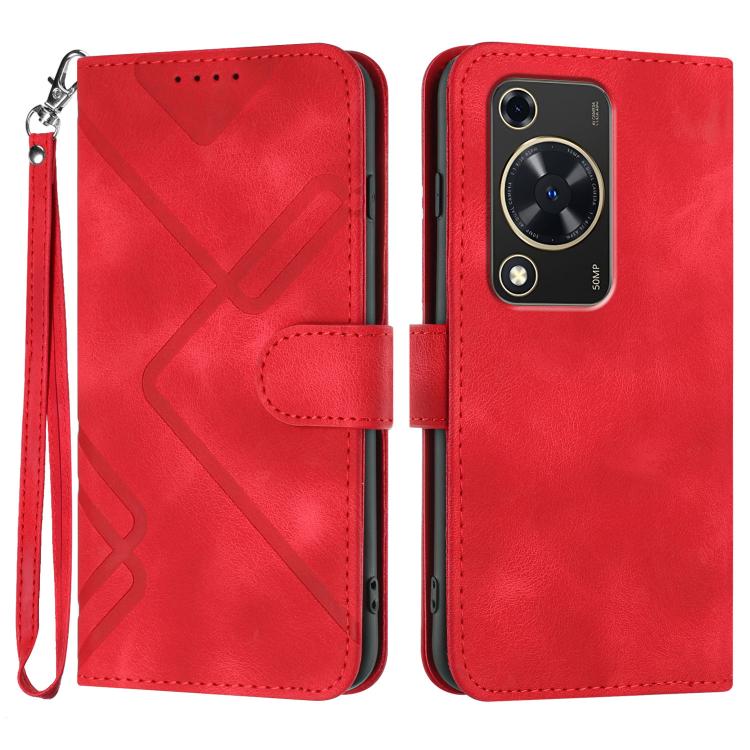 Custodia per cellulare in pelle con motivo a linea, For Huawei nova 12i, For Huawei nova 12s, For Huawei nova Y72, For Huawei nova 12 Pro / nova 12 Ultra