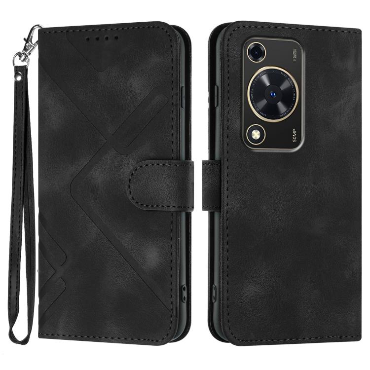 Custodia per cellulare in pelle con motivo a linea, For Huawei nova 12i, For Huawei nova 12s, For Huawei nova Y72, For Huawei nova 12 Pro / nova 12 Ultra