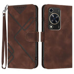Custodia per cellulare in pelle con motivo a linea, For Huawei nova 12i, For Huawei nova 12s, For Huawei nova Y72, For Huawei nova 12 Pro / nova 12 Ultra