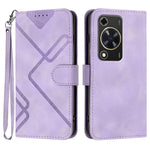 Custodia per cellulare in pelle con motivo a linea, For Huawei nova 12i, For Huawei nova 12s, For Huawei nova Y72, For Huawei nova 12 Pro / nova 12 Ultra