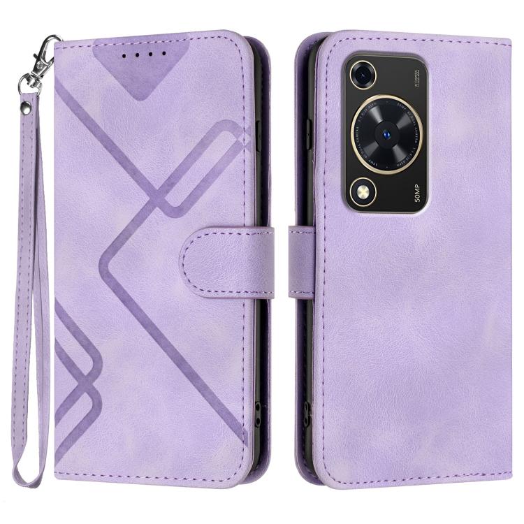 Custodia per cellulare in pelle con motivo a linea, For Huawei nova 12i, For Huawei nova 12s, For Huawei nova Y72, For Huawei nova 12 Pro / nova 12 Ultra