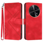 Custodia per cellulare in pelle con motivo a linea, For Huawei nova 12i, For Huawei nova 12s, For Huawei nova Y72, For Huawei nova 12 Pro / nova 12 Ultra