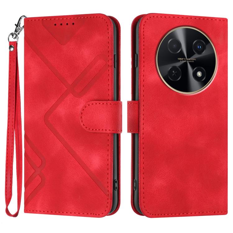 Custodia per cellulare in pelle con motivo a linea, For Huawei nova 12i, For Huawei nova 12s, For Huawei nova Y72, For Huawei nova 12 Pro / nova 12 Ultra