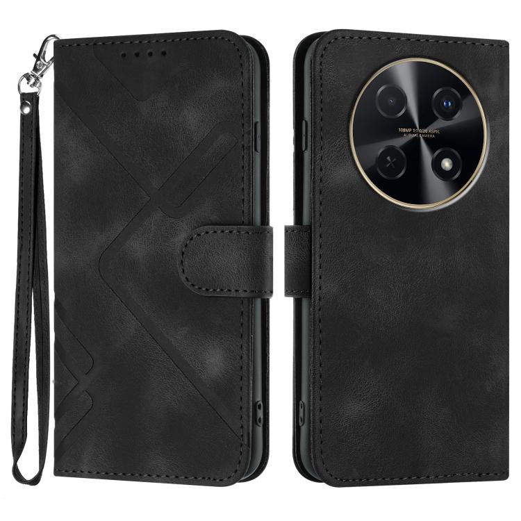 Custodia per cellulare in pelle con motivo a linea, For Huawei nova 12i, For Huawei nova 12s, For Huawei nova Y72, For Huawei nova 12 Pro / nova 12 Ultra