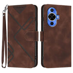 Custodia per cellulare in pelle con motivo a linea, For Huawei nova 12i, For Huawei nova 12s, For Huawei nova Y72, For Huawei nova 12 Pro / nova 12 Ultra