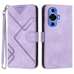Custodia per cellulare in pelle con motivo a linea, For Huawei nova 12i, For Huawei nova 12s, For Huawei nova Y72, For Huawei nova 12 Pro / nova 12 Ultra