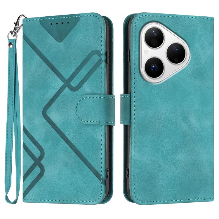 Custodia per cellulare in pelle con motivo a linea, For Huawei Enjoy 80 Plus, For Huawei Pura 80 5G, For Huawei Mate 70 Pro / Mate 70 Pro+, For Huawei Mate 70