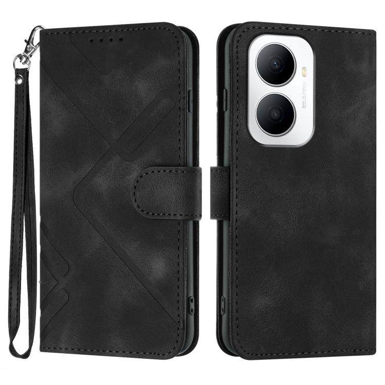 Custodia per cellulare in pelle con motivo a linea, For Huawei Enjoy 80 Plus, For Huawei Pura 80 5G, For Huawei Mate 70 Pro / Mate 70 Pro+, For Huawei Mate 70