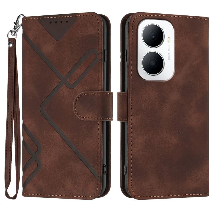 Custodia per cellulare in pelle con motivo a linea, For Huawei Enjoy 80 Plus, For Huawei Pura 80 5G, For Huawei Mate 70 Pro / Mate 70 Pro+, For Huawei Mate 70