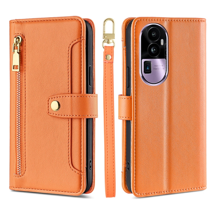 Custodia per telefono in pelle con portafoglio con cerniera a tracolla Lite Sheep Texture, For OPPO A78 4G, For OPPO Reno10 Pro+ 5G, For OPPO A1 5G, For OPPO Reno8 T 4G