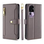 Custodia per telefono in pelle con portafoglio con cerniera a tracolla Lite Sheep Texture, For OPPO A78 4G, For OPPO Reno10 Pro+ 5G, For OPPO A1 5G, For OPPO Reno8 T 4G