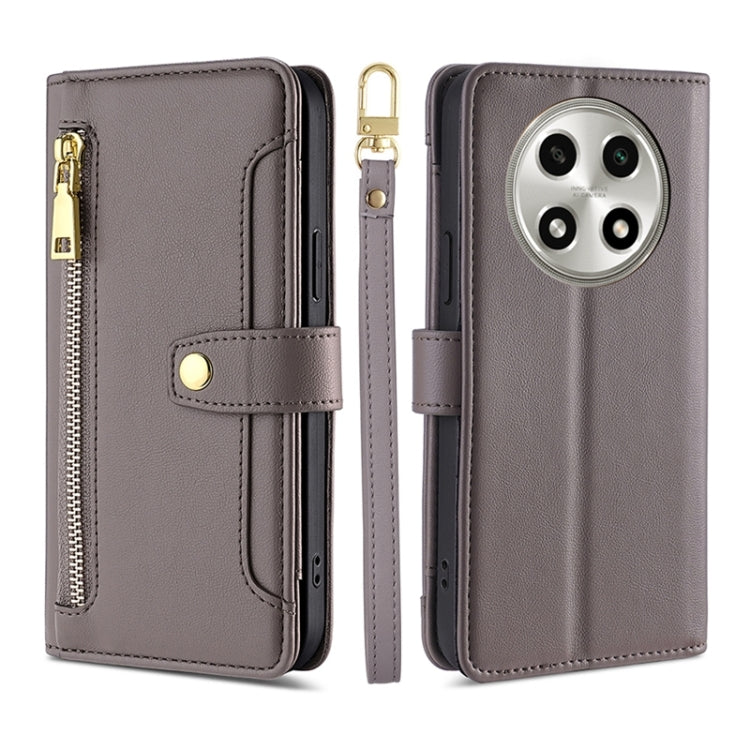 Custodia per telefono in pelle con portafoglio con cerniera a tracolla Lite Sheep Texture, For OPPO A2 Pro 5G, For OPPO A58 4G, For OPPO Reno10 5G / Reno10 Pro 5G Global, For OPPO Reno10 5G Global