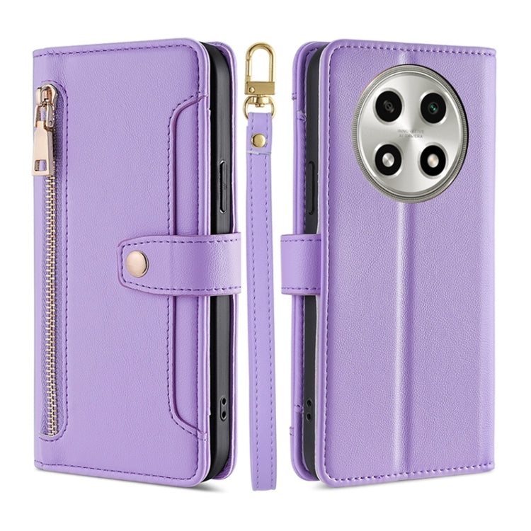 Custodia per telefono in pelle con portafoglio con cerniera a tracolla Lite Sheep Texture, For OPPO A2 Pro 5G, For OPPO A58 4G, For OPPO Reno10 5G / Reno10 Pro 5G Global, For OPPO Reno10 5G Global