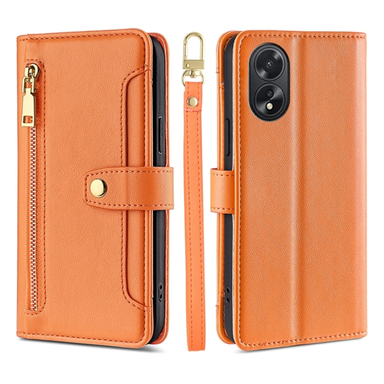 Custodia per telefono in pelle con portafoglio con cerniera a tracolla Lite Sheep Texture, For OPPO Reno11 F 5G, For OPPO Find X7 5G, For OPPO Find X7 Ultra 5G, For OPPO A38 4G / A18 4G