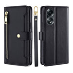 Custodia per telefono in pelle con portafoglio con cerniera a tracolla Lite Sheep Texture, For OPPO A2 Pro 5G, For OPPO A58 4G, For OPPO Reno10 5G / Reno10 Pro 5G Global, For OPPO Reno10 5G Global