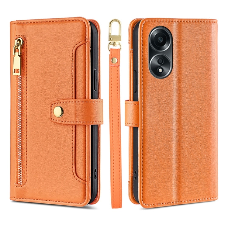 Custodia per telefono in pelle con portafoglio con cerniera a tracolla Lite Sheep Texture, For OPPO A2 Pro 5G, For OPPO A58 4G, For OPPO Reno10 5G / Reno10 Pro 5G Global, For OPPO Reno10 5G Global