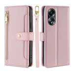 Custodia per telefono in pelle con portafoglio con cerniera a tracolla Lite Sheep Texture, For OPPO A2 Pro 5G, For OPPO A58 4G, For OPPO Reno10 5G / Reno10 Pro 5G Global, For OPPO Reno10 5G Global