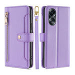 Custodia per telefono in pelle con portafoglio con cerniera a tracolla Lite Sheep Texture, For OPPO A2 Pro 5G, For OPPO A58 4G, For OPPO Reno10 5G / Reno10 Pro 5G Global, For OPPO Reno10 5G Global