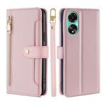 Custodia per telefono in pelle con portafoglio con cerniera a tracolla Lite Sheep Texture, For OPPO A78 4G, For OPPO Reno10 Pro+ 5G, For OPPO A1 5G, For OPPO Reno8 T 4G