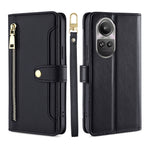 Custodia per telefono in pelle con portafoglio con cerniera a tracolla Lite Sheep Texture, For OPPO A2 Pro 5G, For OPPO A58 4G, For OPPO Reno10 5G / Reno10 Pro 5G Global, For OPPO Reno10 5G Global