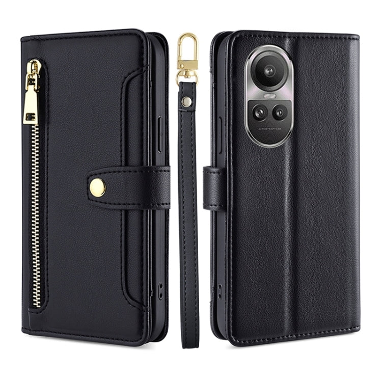 Custodia per telefono in pelle con portafoglio con cerniera a tracolla Lite Sheep Texture, For OPPO A2 Pro 5G, For OPPO A58 4G, For OPPO Reno10 5G / Reno10 Pro 5G Global, For OPPO Reno10 5G Global