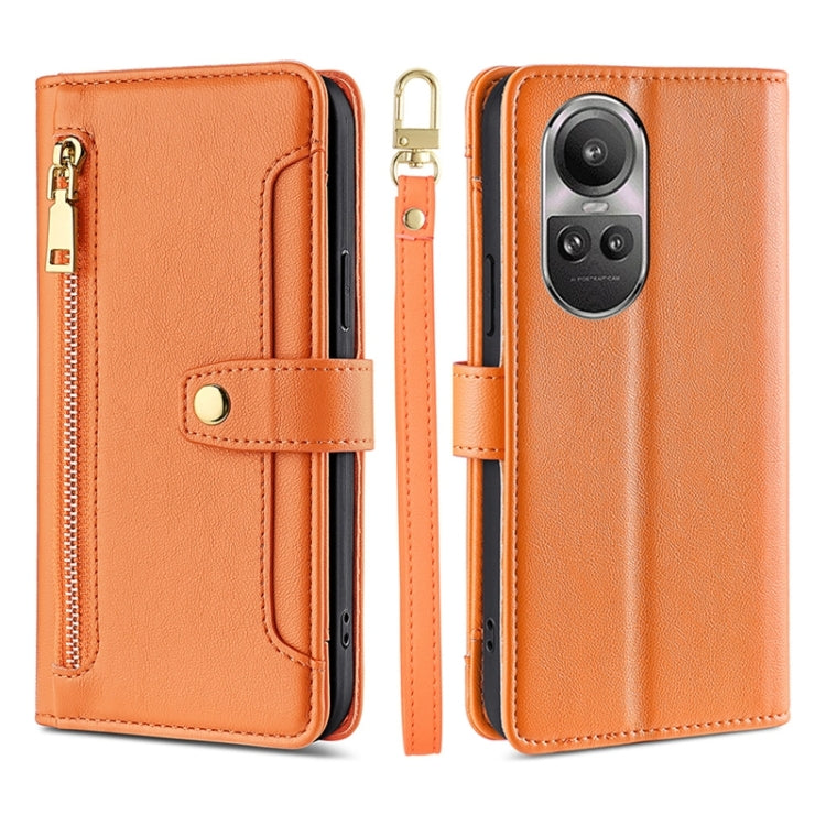 Custodia per telefono in pelle con portafoglio con cerniera a tracolla Lite Sheep Texture, For OPPO A2 Pro 5G, For OPPO A58 4G, For OPPO Reno10 5G / Reno10 Pro 5G Global, For OPPO Reno10 5G Global