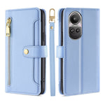 Custodia per telefono in pelle con portafoglio con cerniera a tracolla Lite Sheep Texture, For OPPO A2 Pro 5G, For OPPO A58 4G, For OPPO Reno10 5G / Reno10 Pro 5G Global, For OPPO Reno10 5G Global