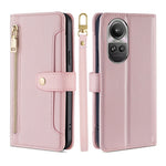 Custodia per telefono in pelle con portafoglio con cerniera a tracolla Lite Sheep Texture, For OPPO A2 Pro 5G, For OPPO A58 4G, For OPPO Reno10 5G / Reno10 Pro 5G Global, For OPPO Reno10 5G Global