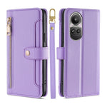 Custodia per telefono in pelle con portafoglio con cerniera a tracolla Lite Sheep Texture, For OPPO A2 Pro 5G, For OPPO A58 4G, For OPPO Reno10 5G / Reno10 Pro 5G Global, For OPPO Reno10 5G Global