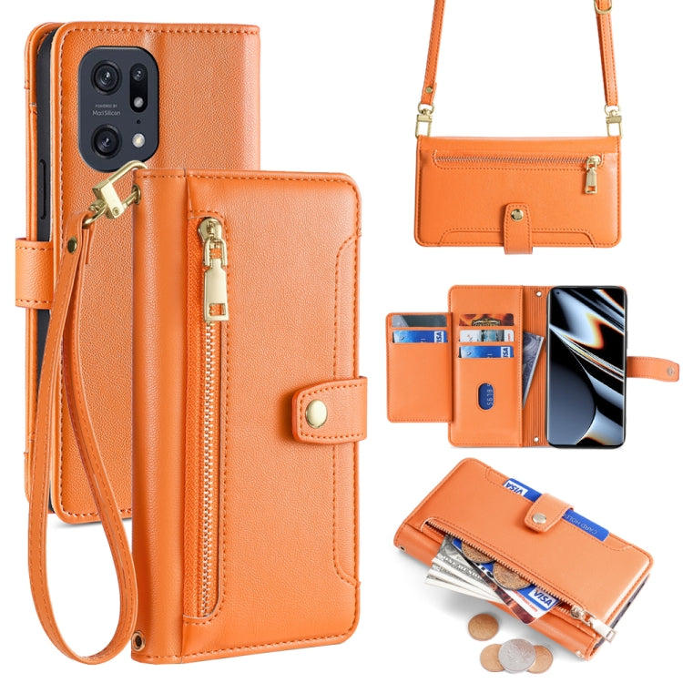 Custodia per telefono in pelle con portafoglio con cerniera a tracolla Lite Sheep Texture, For OPPO Reno8 T 5G / A1 Pro 5G, For OPPO Reno7 4G / F21 Pro 4G, For OPPO Find X5 Pro