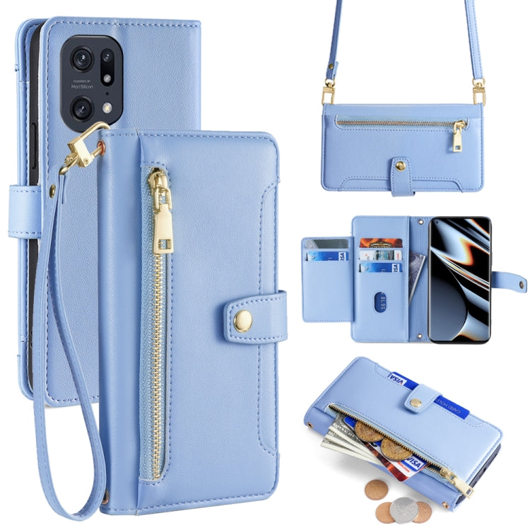 Custodia per telefono in pelle con portafoglio con cerniera a tracolla Lite Sheep Texture, For OPPO Reno8 T 5G / A1 Pro 5G, For OPPO Reno7 4G / F21 Pro 4G, For OPPO Find X5 Pro