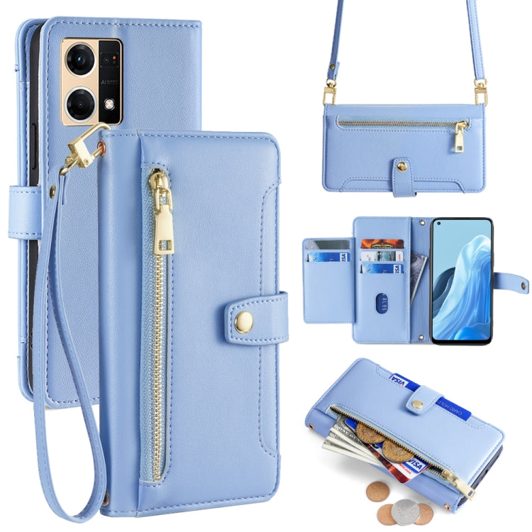 Custodia per telefono in pelle con portafoglio con cerniera a tracolla Lite Sheep Texture, For OPPO Reno8 T 5G / A1 Pro 5G, For OPPO Reno7 4G / F21 Pro 4G, For OPPO Find X5 Pro