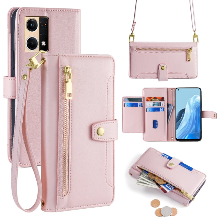 Custodia per telefono in pelle con portafoglio con cerniera a tracolla Lite Sheep Texture, For OPPO Reno8 T 5G / A1 Pro 5G, For OPPO Reno7 4G / F21 Pro 4G, For OPPO Find X5 Pro