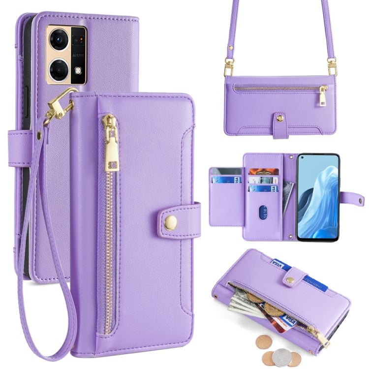 Custodia per telefono in pelle con portafoglio con cerniera a tracolla Lite Sheep Texture, For OPPO Reno8 T 5G / A1 Pro 5G, For OPPO Reno7 4G / F21 Pro 4G, For OPPO Find X5 Pro