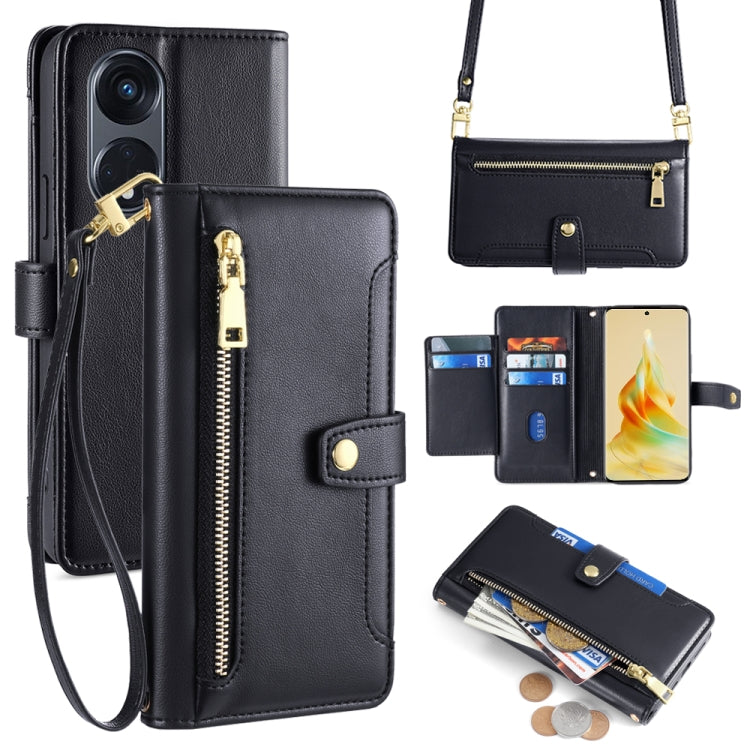 Custodia per telefono in pelle con portafoglio con cerniera a tracolla Lite Sheep Texture, For OPPO Reno8 T 5G / A1 Pro 5G, For OPPO Reno7 4G / F21 Pro 4G, For OPPO Find X5 Pro