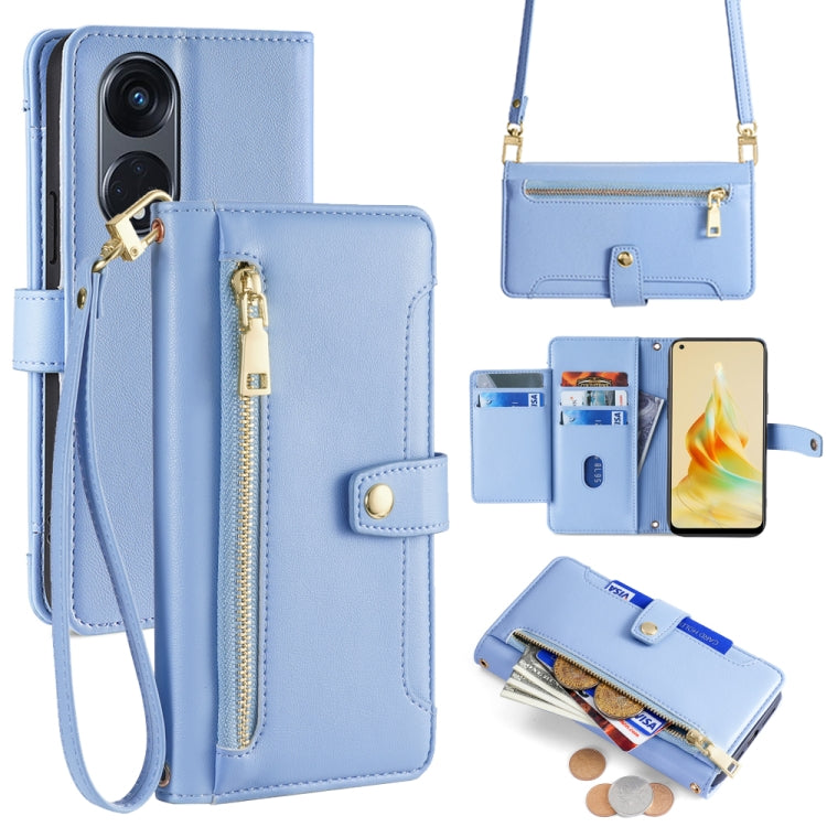 Custodia per telefono in pelle con portafoglio con cerniera a tracolla Lite Sheep Texture, For OPPO Reno8 T 5G / A1 Pro 5G, For OPPO Reno7 4G / F21 Pro 4G, For OPPO Find X5 Pro
