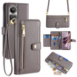 Custodia per telefono in pelle con portafoglio con cerniera a tracolla Lite Sheep Texture, For OPPO A2 Pro 5G, For OPPO A58 4G, For OPPO Reno10 5G / Reno10 Pro 5G Global, For OPPO Reno10 5G Global