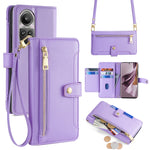 Custodia per telefono in pelle con portafoglio con cerniera a tracolla Lite Sheep Texture, For OPPO A2 Pro 5G, For OPPO A58 4G, For OPPO Reno10 5G / Reno10 Pro 5G Global, For OPPO Reno10 5G Global