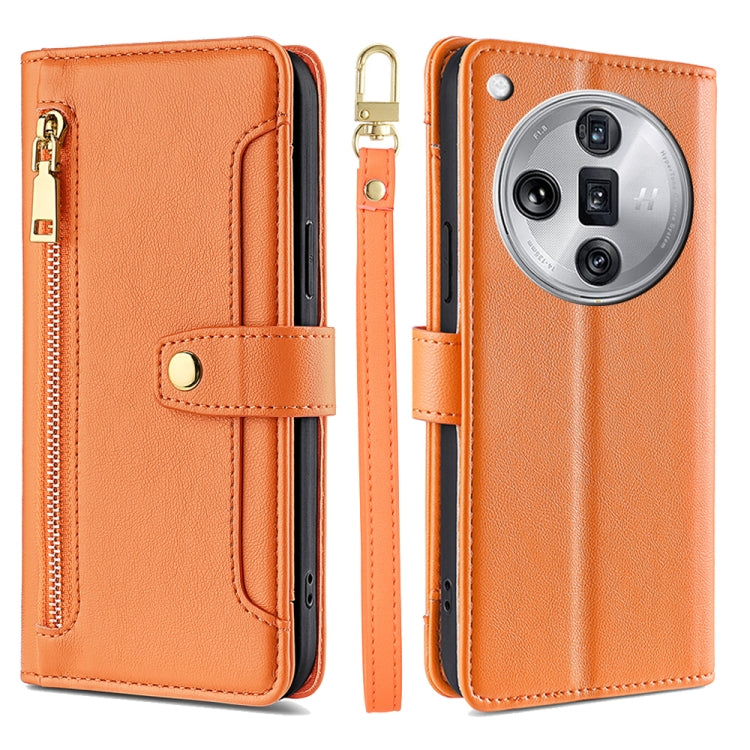 Custodia per telefono in pelle con portafoglio con cerniera a tracolla Lite Sheep Texture, For OPPO Reno11 F 5G, For OPPO Find X7 5G, For OPPO Find X7 Ultra 5G, For OPPO A38 4G / A18 4G