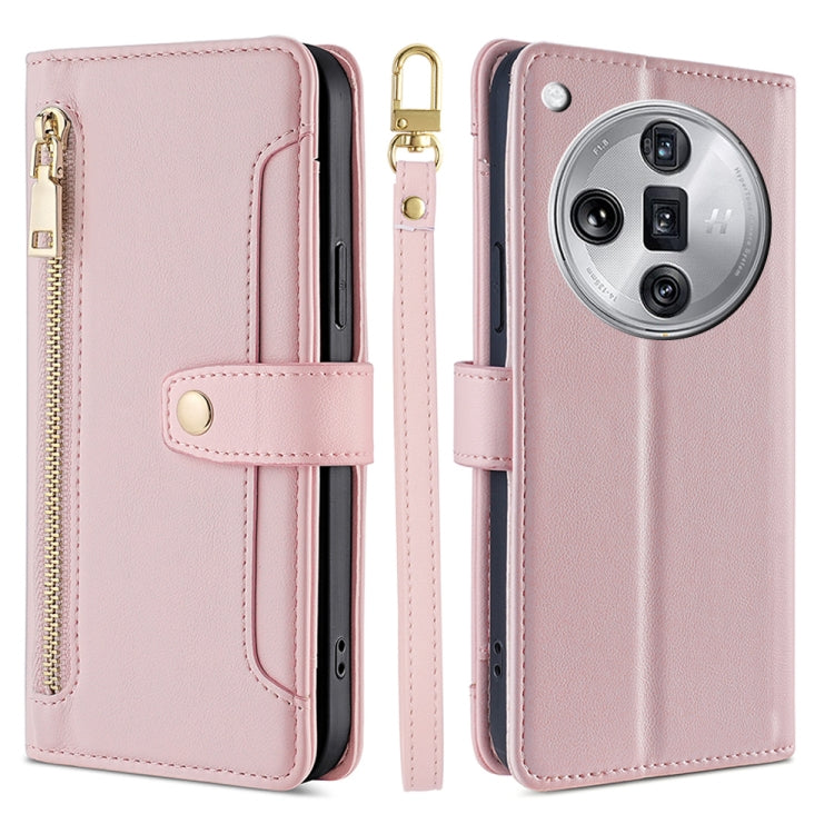 Custodia per telefono in pelle con portafoglio con cerniera a tracolla Lite Sheep Texture, For OPPO Reno11 F 5G, For OPPO Find X7 5G, For OPPO Find X7 Ultra 5G, For OPPO A38 4G / A18 4G