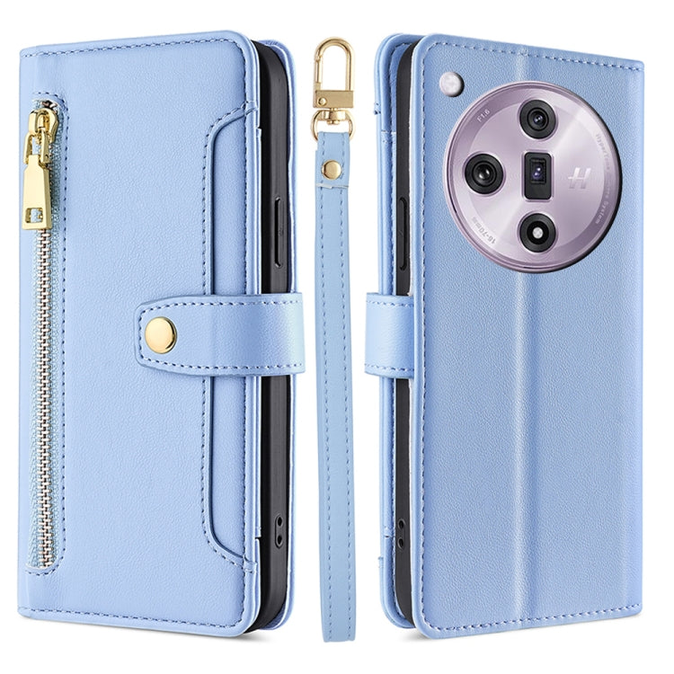 Custodia per telefono in pelle con portafoglio con cerniera a tracolla Lite Sheep Texture, For OPPO Reno11 F 5G, For OPPO Find X7 5G, For OPPO Find X7 Ultra 5G, For OPPO A38 4G / A18 4G
