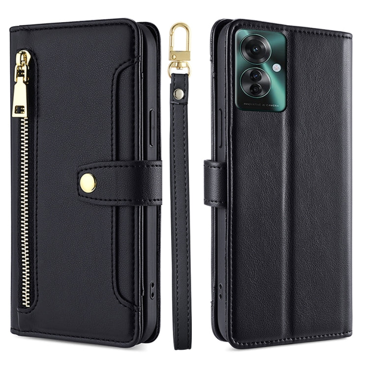 Custodia per telefono in pelle con portafoglio con cerniera a tracolla Lite Sheep Texture, For OPPO Reno11 F 5G, For OPPO Find X7 5G, For OPPO Find X7 Ultra 5G, For OPPO A38 4G / A18 4G