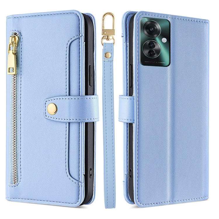 Custodia per telefono in pelle con portafoglio con cerniera a tracolla Lite Sheep Texture, For OPPO Reno11 F 5G, For OPPO Find X7 5G, For OPPO Find X7 Ultra 5G, For OPPO A38 4G / A18 4G