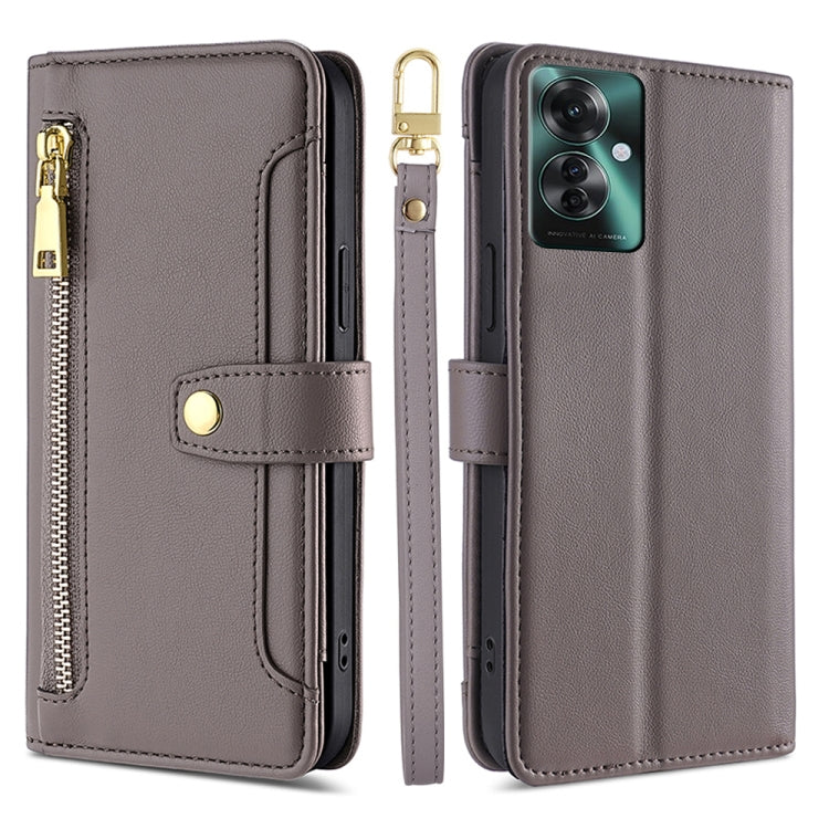 Custodia per telefono in pelle con portafoglio con cerniera a tracolla Lite Sheep Texture, For OPPO Reno11 F 5G, For OPPO Find X7 5G, For OPPO Find X7 Ultra 5G, For OPPO A38 4G / A18 4G