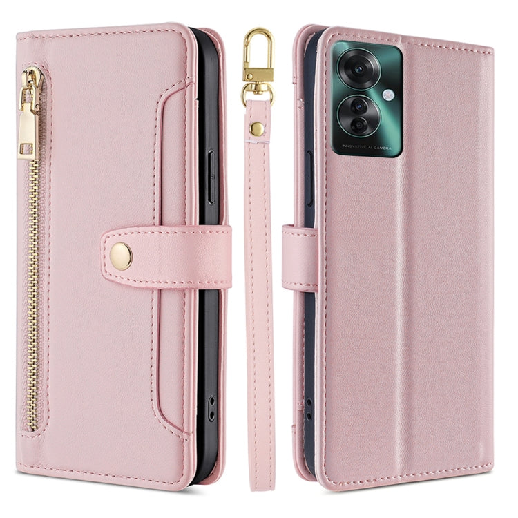 Custodia per telefono in pelle con portafoglio con cerniera a tracolla Lite Sheep Texture, For OPPO Reno11 F 5G, For OPPO Find X7 5G, For OPPO Find X7 Ultra 5G, For OPPO A38 4G / A18 4G